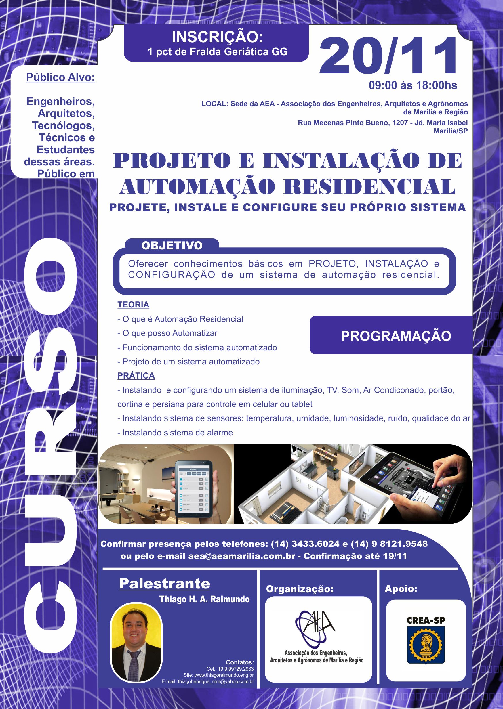 CURSO – AUTOMAÇÃO RESIDENCIAL DIA 20/11/2018
