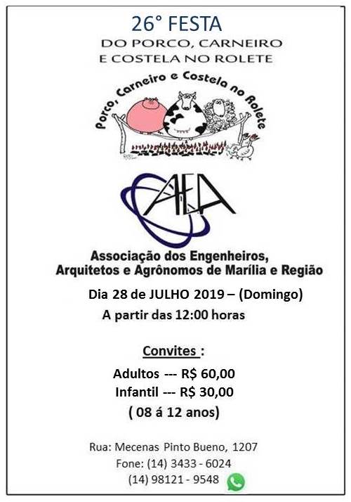 26° FESTA DO PORCO, CARNEIRO E COSTELA NO ROLETE