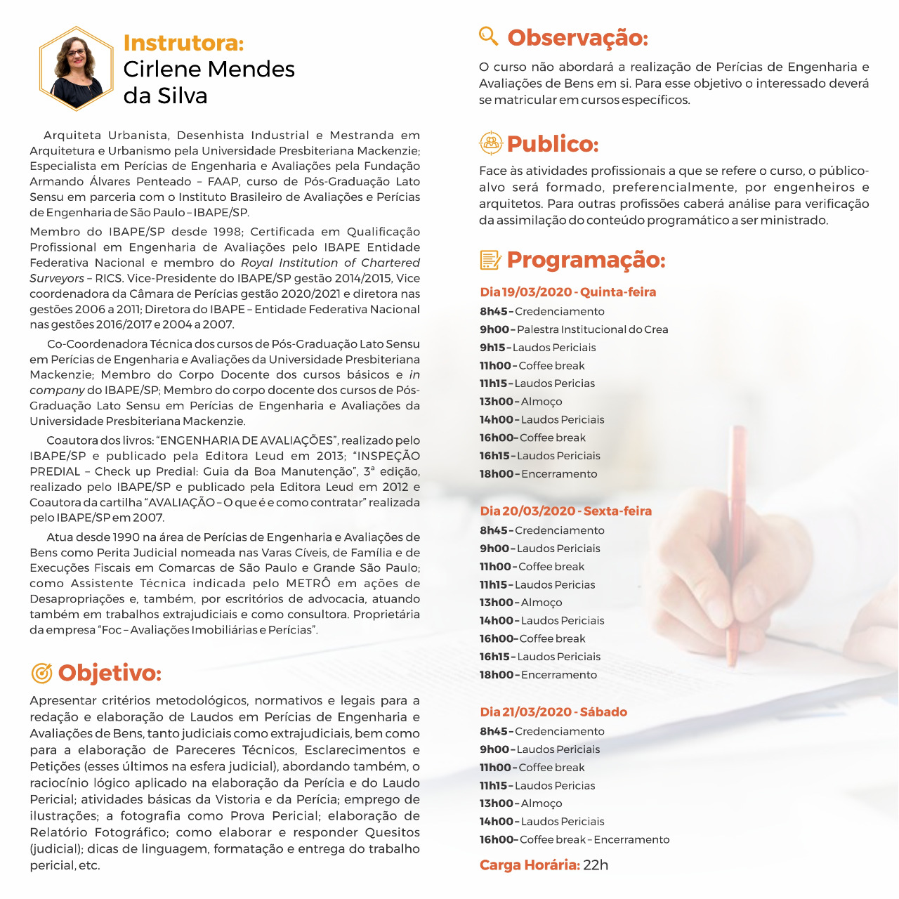 CURSO LAUDOS PERICIAIS DIAS 19,20 e 21 DE MARÇO