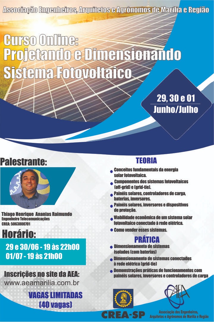 Curso Online – Projetando e Dimensionando Sistema Fotovoltaico