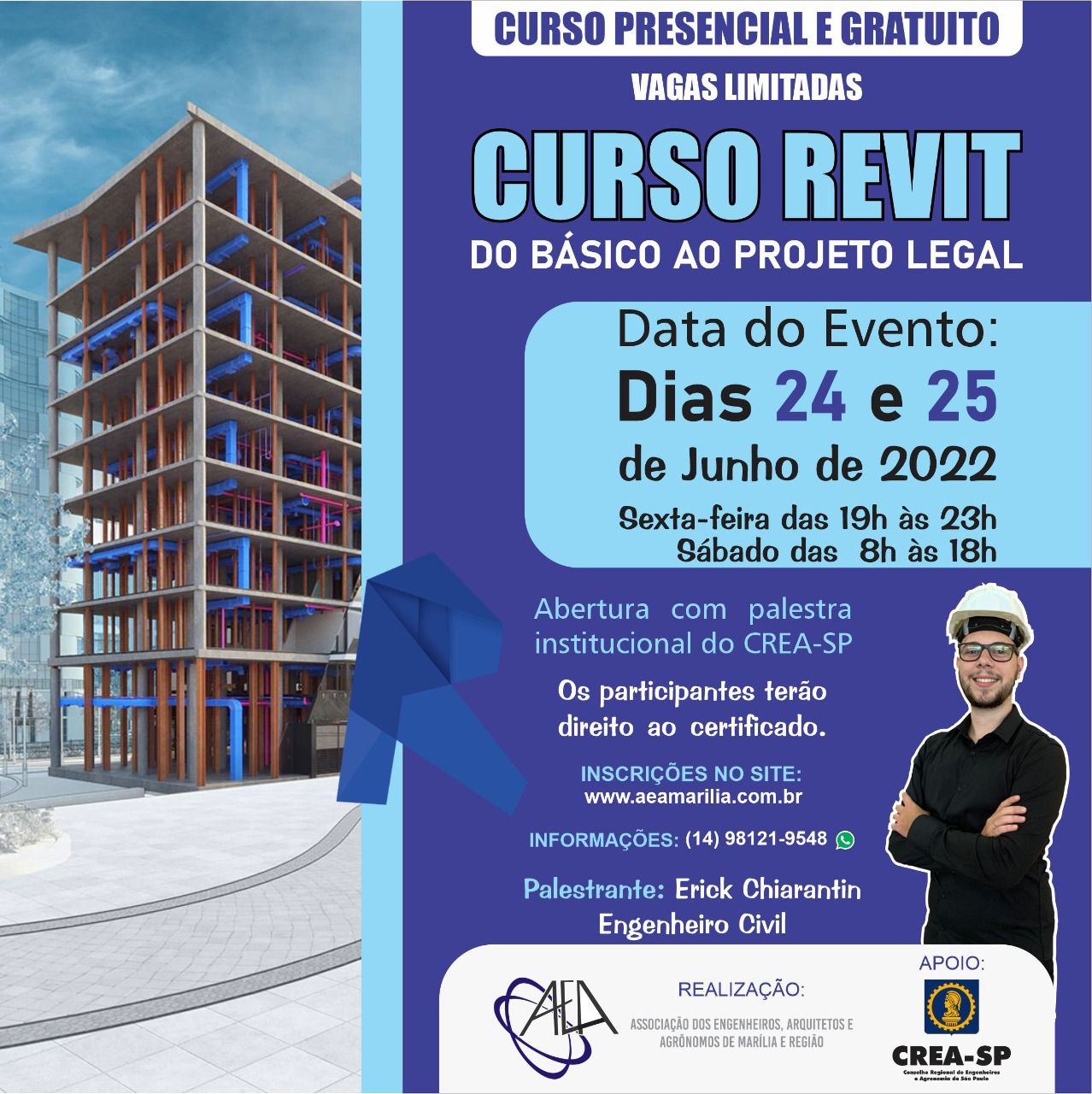 AEA Marília e Crea São Paulo realizam capacitação gratuita sobre software Revit
