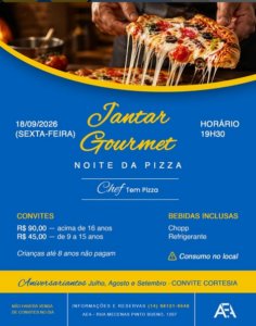 AEA promove Jantar Gourmet ‘Noite da Pizza’ para celebrar aniversariantes e integrar associados